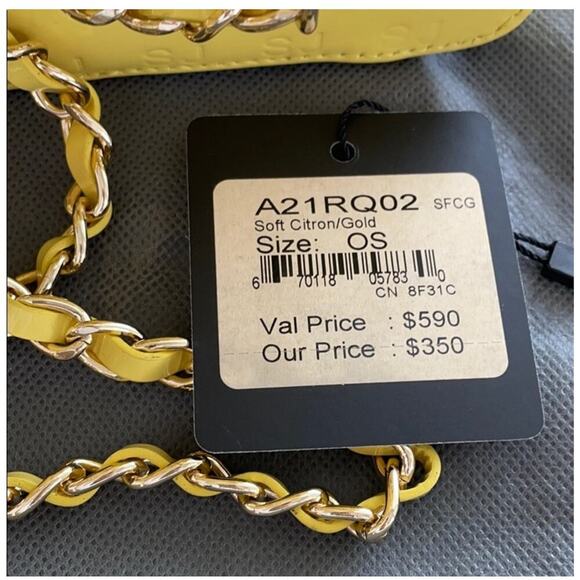 St. John Women's Yellow Logo Chain Leather Purse Shoulder Bag - Picture 3 of 12